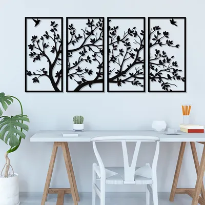 Produktbild von Metallische Lebensbaum Wandkunst - Wanddekoration für Wohnzimmer und Schlafzimmer (60 cm x 30 cm)