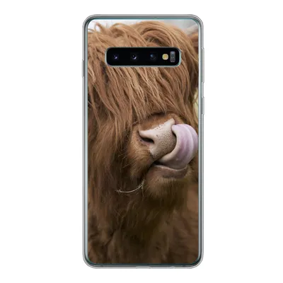 Produktbild von MuchoWow® Handyhülle Schutzhülle Hülle für Samsung Galaxy S10 Schottischer Highlander - Braun - Kuh Silikon Softcase Handy Hülle - Handytasche