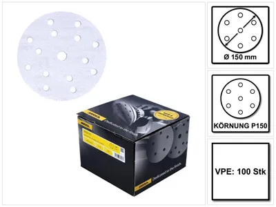 Produktbild von Mirka BASECUT Schleifscheiben 150 mm P150 100 Stk. ( 2261109915 ) Grip 15 Loch