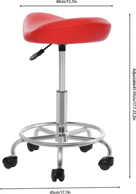 Immagine prodotto di Sgabello da ufficio - Sgabello ergonomico con rotelle - Rotazione a 360° - Regolabile in altezza - Seduta imbottita inPoliuretano- 5 rotelle - Portata massima 150 kg - Rosso