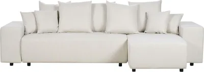 Produktbild von BELIANI 3-Sitzer Ecksofa Hellbeige Stoffbezug L-Förmig mit Chaiselongue Linksseitig Schlaffuktion Stauraum Dekokissen Wohnlandschaft Polstersofa