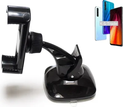 Produktbild von K-S-Trade kompakte Handy-Halterung Windschutzscheibe kompatibel mit Xiaomi Redmi Note 8 2021 Armaturenbrett schwarz Autohalterung KFZ Halter