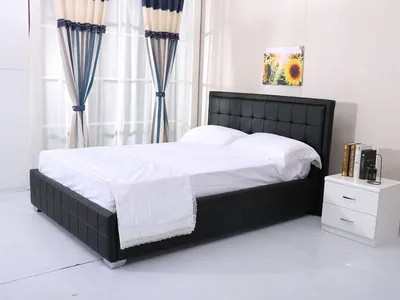 Produktbild von Set Bett + Fekernmatratze "Alex" - 140 x 190 cm - schwarz