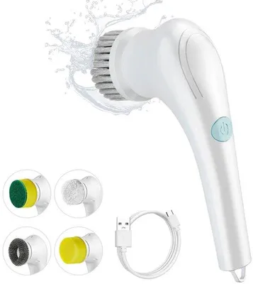 Produktbild von Multifunktioneller Reinigungsbürstenstapel mit 5 drahtlosen Bürstenköpfen für Küche, Badezimmer, Wand, Fenster, Fliesen, Badewanne und Autoreinigung