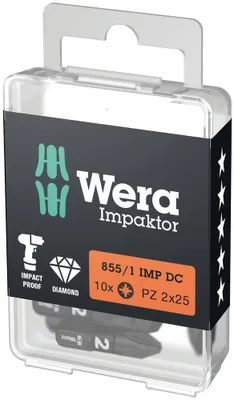Produktbild von Wera Bit Impaktor PZD3 Länge 25mm 6-kant 1/4 Zoll diamantbeschichtet 855 / 1 IMPDC DIN3126-D6,3 - 5057622001