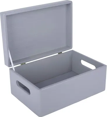 Obrázok produktu pre Creative Deco Šedá drevená škatuľa s vekom | 30 x 20 x 14 cm (+/- 1 cm) | Pamäťová schránka Detská veľká škatuľa Drevená škatuľa s vekom a držadlami | Ideálna na dokumenty Cennosti Hračky a nástroje