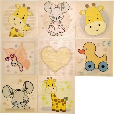Obrázok produktu pre Drevená memo hra s motívmi myši a žirafy, 16 dielikov ŠxVxH 17x12x4cm NOVINKA