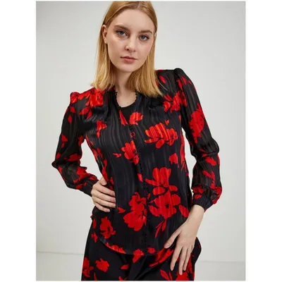 Produktbild von Orsay Rot-Schwarze Damenbluse mit Blumenmuster DP-3547381__XS