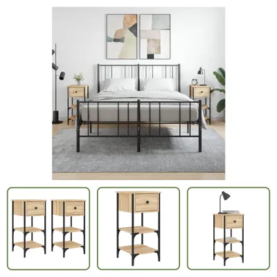 Produktbild von The Living Store Nachttische 2 Stk. Sonoma-Eiche 34x36x70 cm Holzwerkstoff