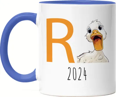 Produktbild von R Ente 2024 Tasse Blau Rente Geschenk Ruhestand Humor Wortwitz