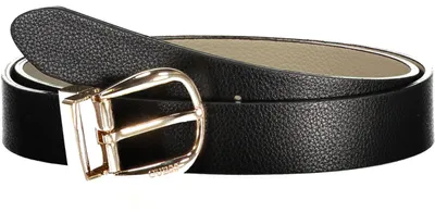 Produktbild von Doppelter Style: Wendbarer Damengürtel in Schwarz/Beige mit Metallschnalle