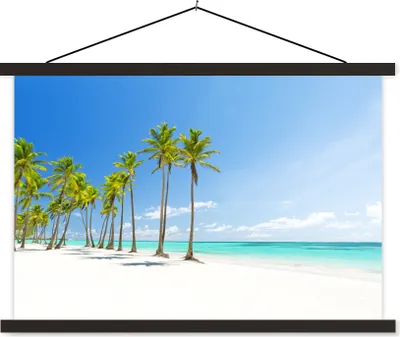 Produktbild von MuchoWow® Textilposter Tropisch - Strand - Palme 90x60 cm mit schwarzem Rahmen - Aufhängungssatz
