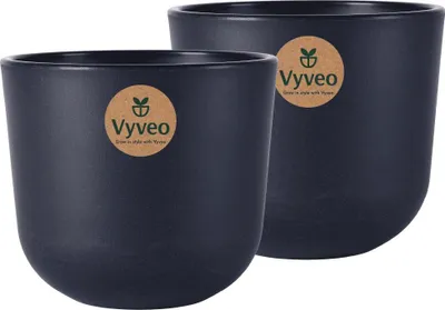 Immagine prodotto di Vyveo - Vaso da fiori Soren - Set da 2 - Nero - 25x22