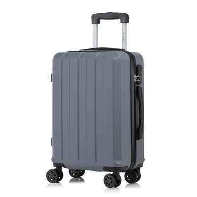 Produktbild von Koffer Trolley Reisekoffer Suitcase, Rollkoffer Handgepäck ,mit 4 Rollen360°, Hartschalenreisekoffer, Zahlenschloss, Weicher Gummigriff(M,Grau)