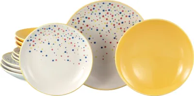 Produktbild von CreaTable, 24236, Joy Gelb-bunt, Tellerset 12-tlg, Steinzeug