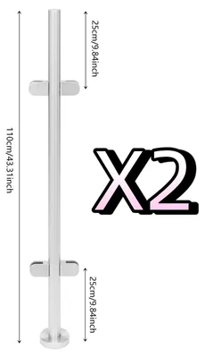 Produktbild von Treppengeländer Pfosten - Mittelpfosten Set 2 Stück - Edelstahl 316 in Lebensmittelqualität - 110 cm Höhe - Bodenmontage - Für 12 mm Glas - Tragkraft 60 kg