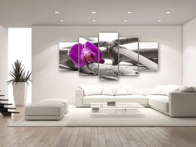 Produktbild von Akustikbild Blumen Holz 200x100 cm Bilder Akustikschaum Hochleistungsschallabsorber Schallschutz Leinwand 5 tlg Wandbild Raumakustik Schalldämmung b-A-0194-b-m