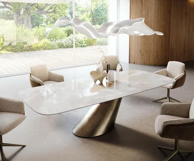 Produktbild von DELIFE Esstisch Edge Boot 270x120 cm Keramik Iris FMG Onice Grigio Cono Metallic Gold