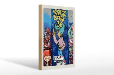 Produktbild von Holzschild Reise 20x30cm Berlin Kreuzberg Graffiti 36