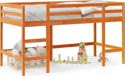 Produktbild von vidaXL Kinderhochbett mit Leiter Wachsbraun 80x200cm Massivholz Kiefer