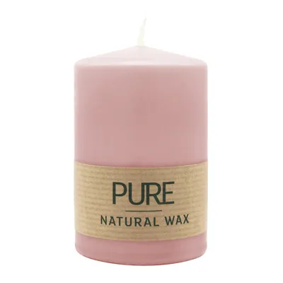 Immagine prodotto di 100% CERA NATURALE PURA, candela a colonna, rosa antico, WENZEL, 90/60 mm, tempo di combustione circa 25h, 100% senza plastica