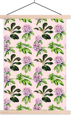 Produktbild von MuchoWow® Textilposter Blumen - Hortensie - Muster 40x60 cm mit holzfarbenen Rahmen - Poster