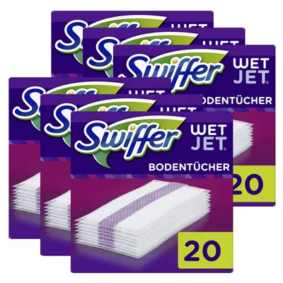 Imagen del producto de Swiffer WetJet, limpiador de suelos - Paquete de repuesto con 20 toallitas (paquete de 6 unidades)