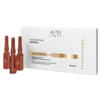 Zdjęcie produktu dla APIS DEPIQ PRO SYSTEM Depigmentuj??ca ampu??ka z ??arbutyn?? 1% i kompleksem rozja??niaj??cym 2%, 10x3ml