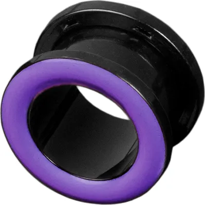 Produktbild von viva-adorno 1 Stück 12mm Flesh Tunnel Acryl Ohrpiercing Schwarz zum Schrauben farbiger Ring zweifarbig Größe 3 - 14mm Z428sw, lila