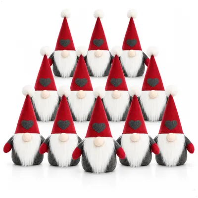 Zdjęcie produktu dla com-four® 12 figurek elfów, 40 cm, dekoracja świąteczna, waga 1,4 kg, kolor czerwony