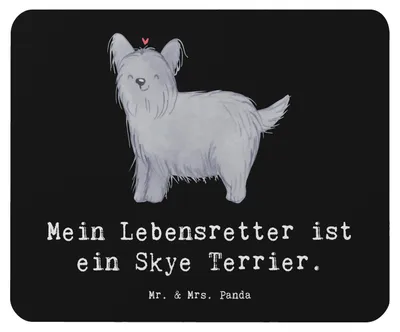 Produktbild von Mr. & Mrs. Panda Mouse Pad Skye Terrier Lebensretter - Schwarz - Geschenk, mousematte, Mousepad, Mauspad, notebook, pc
