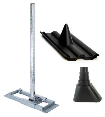 Produktbild von PremiumX DELUXE X130-48 Dachsparrenhalter 130cm Mast für Satellitenantenne Frankfurt Dachabdeckung Manschette schwarz