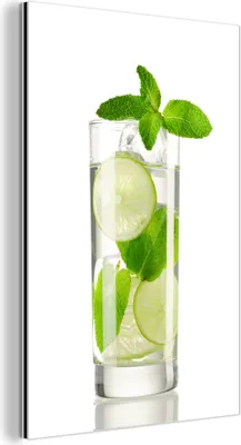 Obrázek produktu pro Nástěnná dekorace Kovový kovový obraz Wall Art 100x150cm Koktejl Mojito na bílém pozadí Muchowow Hliníkové obrazy