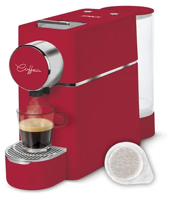 Produktbild von Polti Coffea S18G, Pod-Kaffeemaschine, 0,85 l, Kaffeepad, 1400 W, Rot, Silber