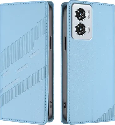 Produktbild von Hülle für Motorola Edge 50 Fusion/Moto G85, Kunstleder Brieftaschen Handyhülle mit Kartenfach und Standfunktion Hellblau