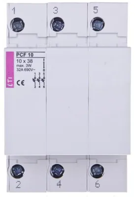 Productafbeelding van Cylindrische beveiligingsschakelaar, 3-polig, 32A, 10x38mm, artikelnummer PCF 002550004