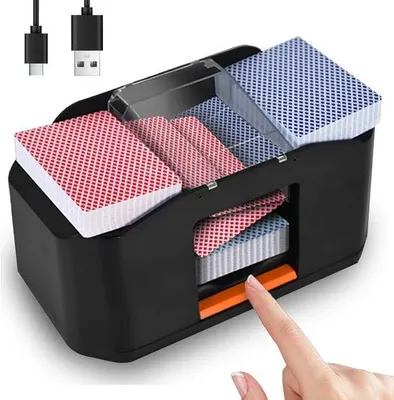 Obrázek produktu pro Elektrický karetní míchač pro 2 hráče, 2000 mAh, tichý dobíjecí karetní míchač pro domácí karetní hry