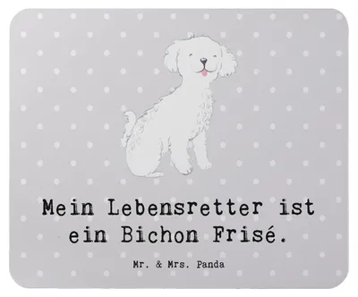 Produktbild von Mr. & Mrs. Panda Mousepad Bichon Frisé Lebensretter - Grau Pastell - Geschenk, laptop, Mouse Pad, Mauspad, pc, computer