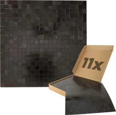 Produktbild von Dalsys Wandpaneele selbstklebend Mosaikfliesen 1m², 11 Stück Aluoptik Dunkelbraun Wandverkleidung feuchtigskeitsbeständig, für Bad und Küche