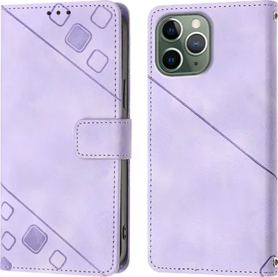 Produktbild von Hülle für iPhone 11 Pro Prägung Flip Leder Brieftasche Schutzhülle mit Ständer Lila