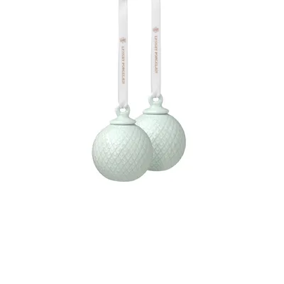Obrázek produktu pro Lyngby Porcelánová koule Rhombe Decoration soft green 2 ks.