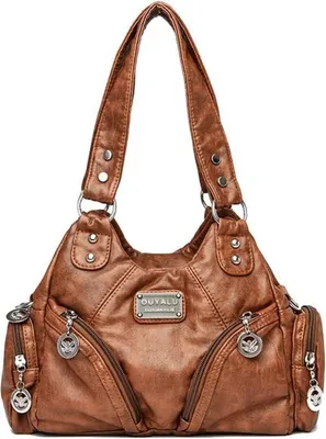 Produktbild von Damenhandtasche Kunstleder Hobo Vintage Schultertasche Henkeltasche Umhängetasche Retro Braun