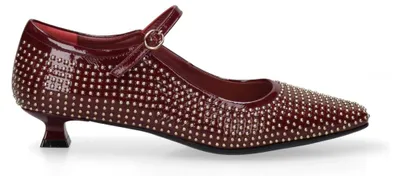 Imagen del producto de Zapatos de mujer de tacón bajo, hechos de cuero genuino, en color negro con detalles dorados