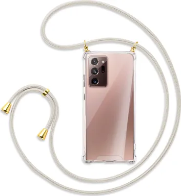 Produktbild von Handykette Backcover-Schutzhülle mit Band (Metall goldfarben) für Samsung Galaxy Note 20 Ultra - broken white