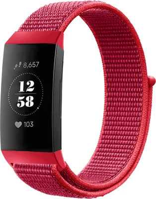 Produktbild von Strap-it Fitbit Charge 3 Nylonarmband (Rot)