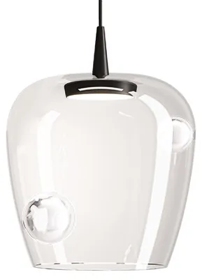 Zdjęcie produktu dla Lampa wisząca Zafferano Bilia 27 LED 8W 3000K Szkło borokrzemianowe dmuchane ustnie Kolor czarny i przezroczysty Elegancki design do wnętrz