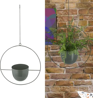 Produktbild von Pflanztopf rund grau Blumentopf Blumenampel zum Hängen mit Haken