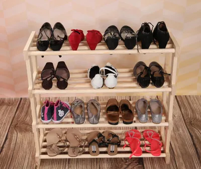 Image de Étagère à chaussures en bois de pin 80 × 30 × 74 cm - 4 étagères - naturel