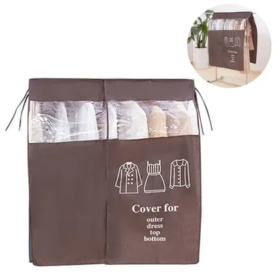 Produktbild von Abdeckung Kleiderständer 90 × 110cm Anti-Staub Abdeckung Staubschutz kleiderschutzhüllen schutzhülle Staubdicht Feuchtigkeit braun Lang mit Magic Tape