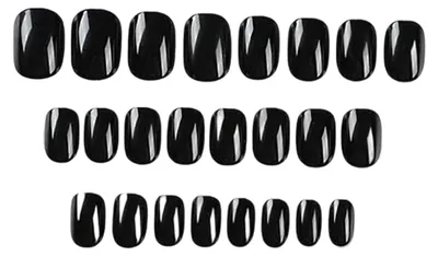 Produktbild von 24 Stück glänzend schwarze künstliche Fingernägel – Gel-Version